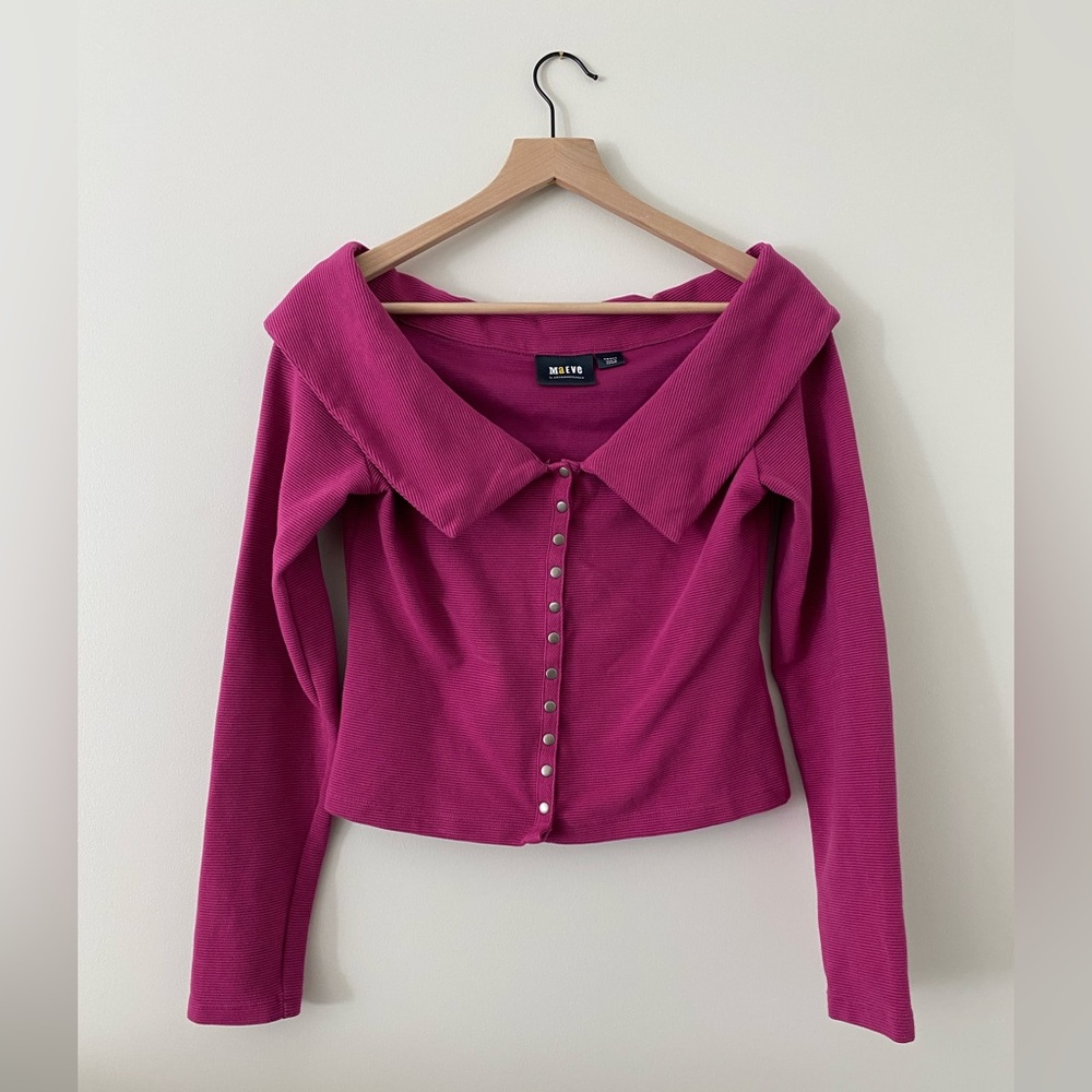 Maeve by Anthropologie Pink Long-Sleeve Top